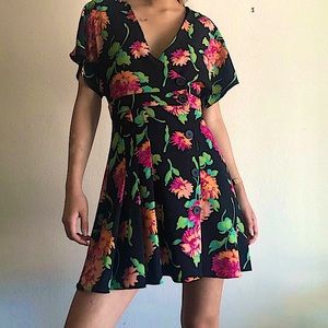 Zara TRF Collection Black Floral Dress